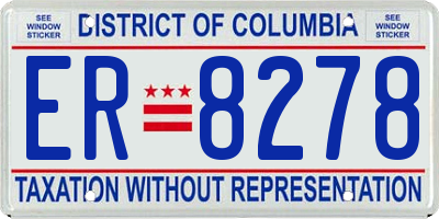 DC license plate ER8278