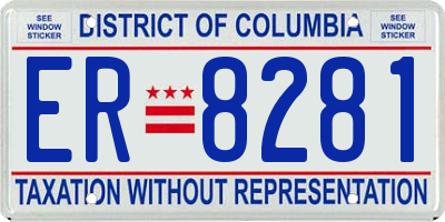 DC license plate ER8281
