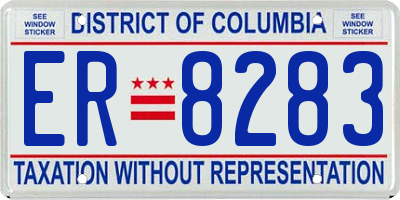 DC license plate ER8283
