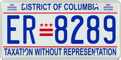 DC license plate ER8289