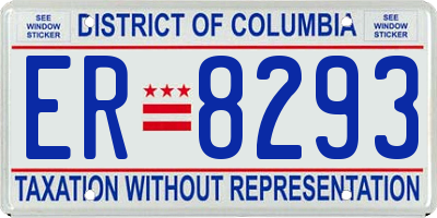DC license plate ER8293