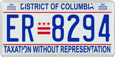 DC license plate ER8294