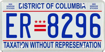 DC license plate ER8296