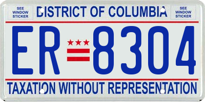 DC license plate ER8304