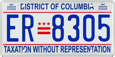 DC license plate ER8305