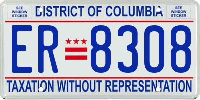 DC license plate ER8308