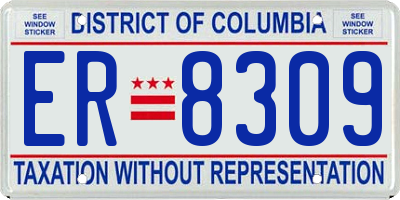 DC license plate ER8309