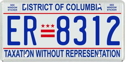 DC license plate ER8312