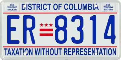 DC license plate ER8314