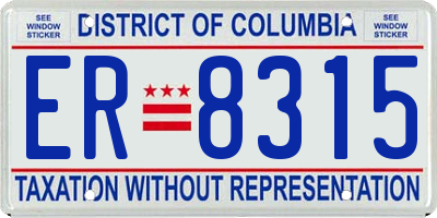 DC license plate ER8315