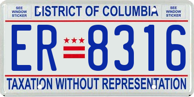 DC license plate ER8316