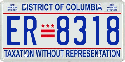 DC license plate ER8318