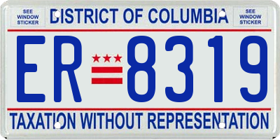 DC license plate ER8319