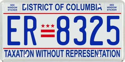DC license plate ER8325