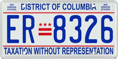 DC license plate ER8326