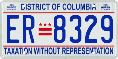 DC license plate ER8329