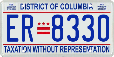 DC license plate ER8330