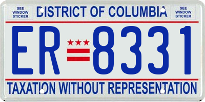 DC license plate ER8331