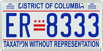 DC license plate ER8333