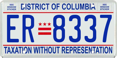 DC license plate ER8337