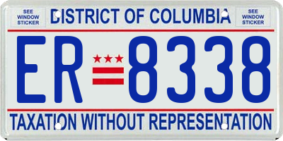 DC license plate ER8338