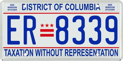 DC license plate ER8339