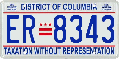 DC license plate ER8343