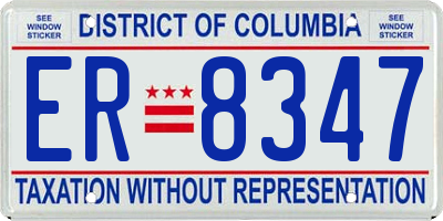 DC license plate ER8347