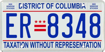 DC license plate ER8348
