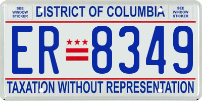 DC license plate ER8349