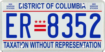 DC license plate ER8352