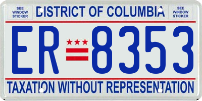 DC license plate ER8353