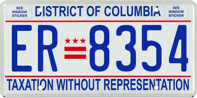 DC license plate ER8354