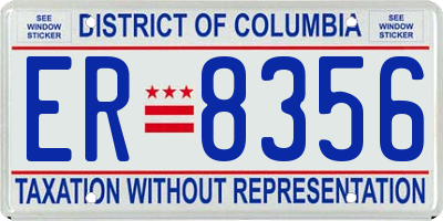 DC license plate ER8356