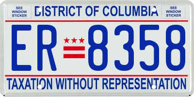 DC license plate ER8358