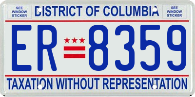 DC license plate ER8359