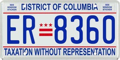 DC license plate ER8360