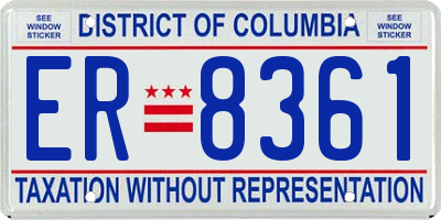 DC license plate ER8361