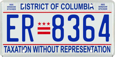 DC license plate ER8364