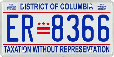 DC license plate ER8366