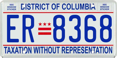 DC license plate ER8368