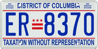 DC license plate ER8370