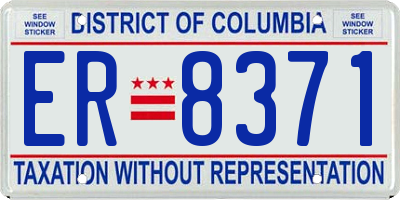 DC license plate ER8371