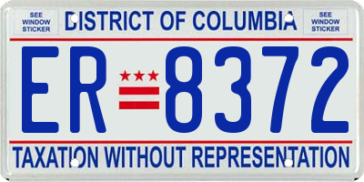 DC license plate ER8372