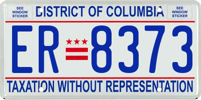 DC license plate ER8373