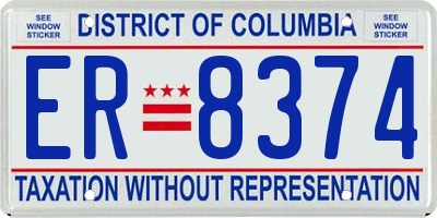 DC license plate ER8374