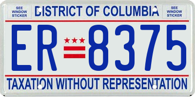 DC license plate ER8375