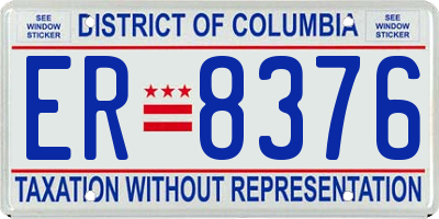 DC license plate ER8376