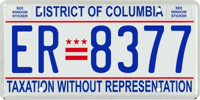 DC license plate ER8377