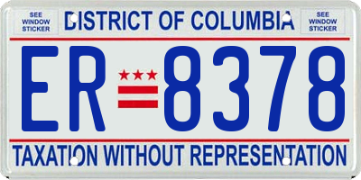 DC license plate ER8378